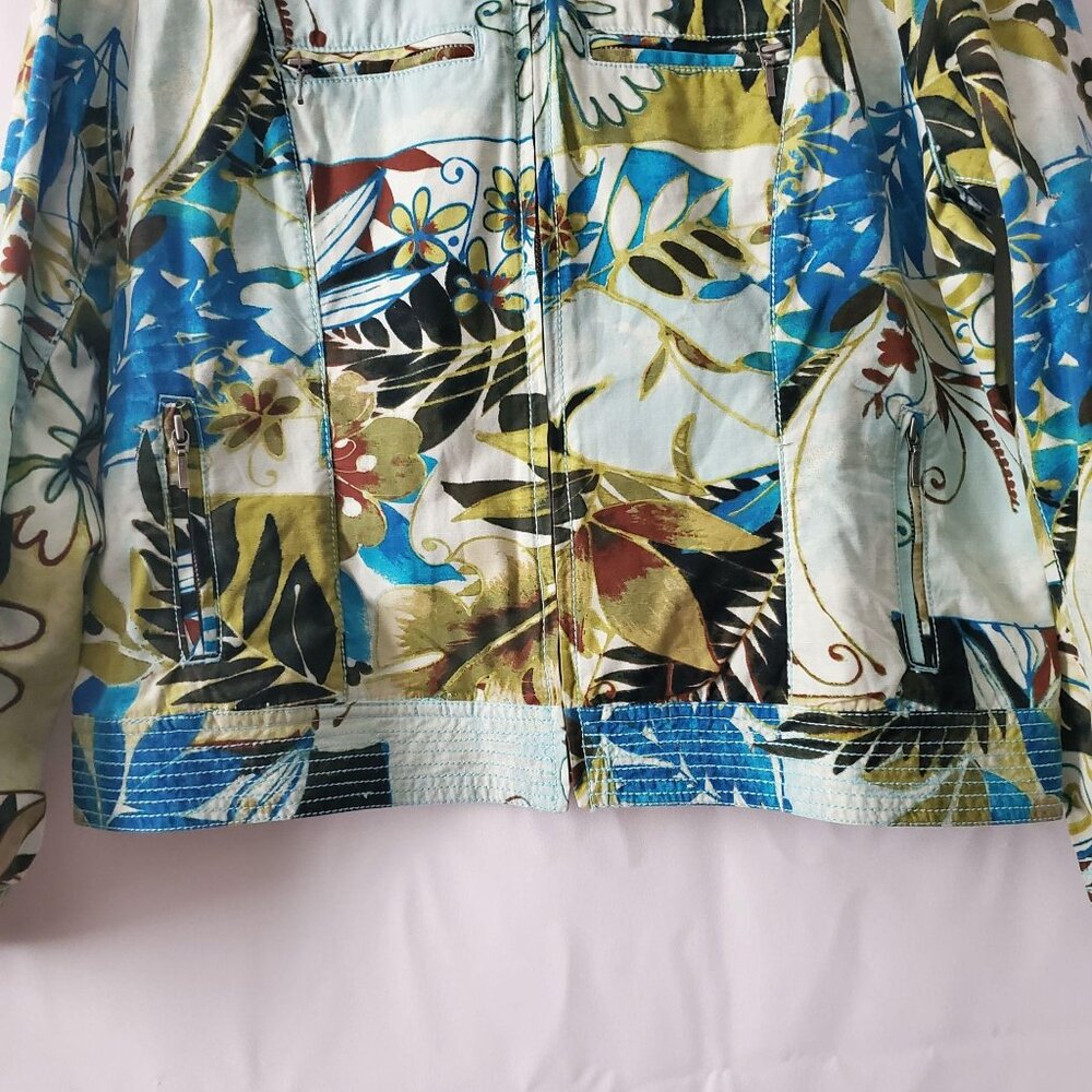 Chico's Women's Multi-Color Floral Patchwork Zip Front Jacket Size 1/Medium (8) - Picture 8 of 10